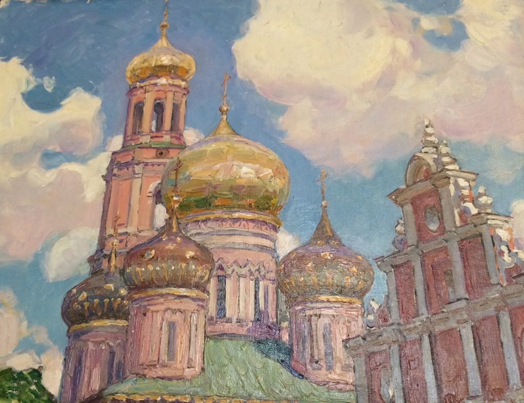 Фрагмент картины "Облака и золотые купола. Симонов монастырь", 1920 год в музее Васнецова в Москве.